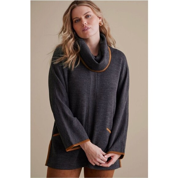 Soft Surroundings Tunic Womens Size Medium Grey Hanna Convertible Sweater Wool - Picture 9 of 9